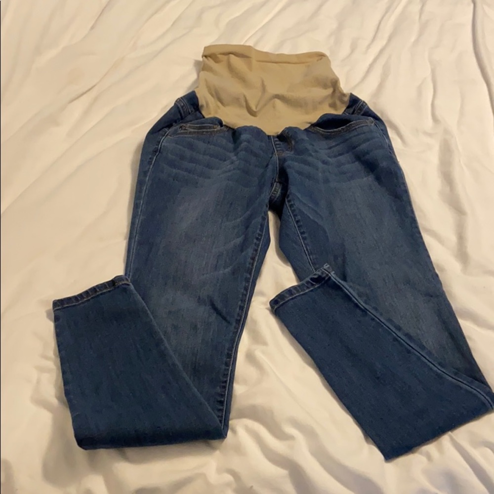 Medium wash skinny maternity jeans